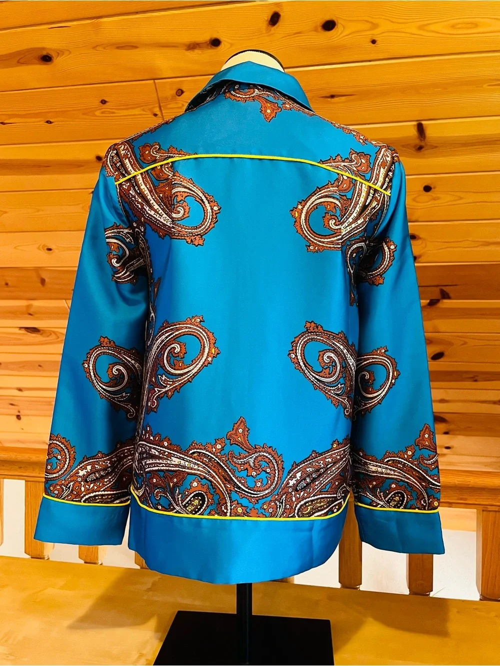 J. Crew Women's Bright Blue Paisley Print Button Down Blouse Size XXS